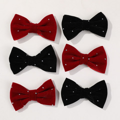 法式冷淡高級感絲絨星光點鑽蝴蝶結領結配飾DIY髮飾頭飾材料批發