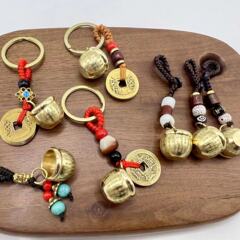 黃銅迷你百福缸掛件情侶掛件福缸汽車鑰匙掛件鑰匙扣個性創意禮品