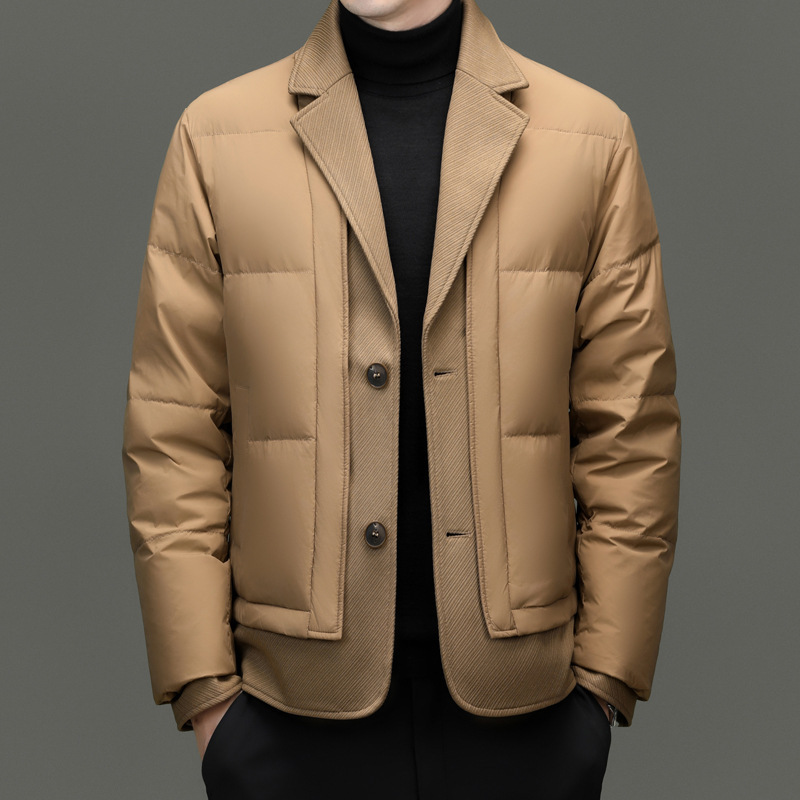 Fake Two-Piece Men's down Jacket 2025 Winter New Suit Collar Trendy Brand Thickeneded Jacket down Jacket Warm Jacket Fake Two-Piece Men's down Jacket 2025 Winter New Suit Collar Trendy Brand Thickeneded Jacket down Jacket Warm Jacket