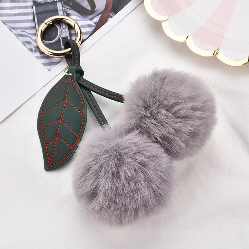 KOOROL Fur Fruit Cherry Fur Ball Keychain Creative Plush Bag Pendant Imitation Rex Rabbit Fur Ball Accessories
