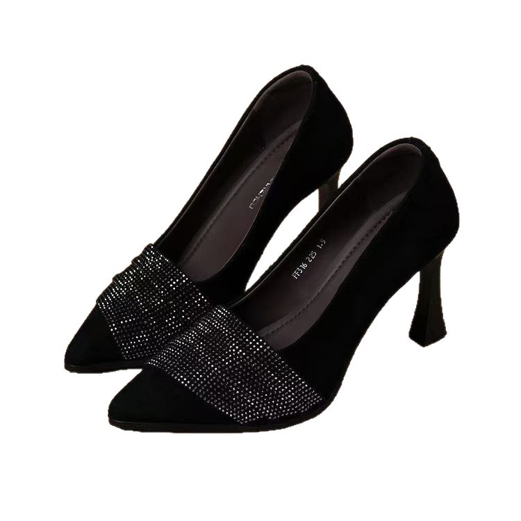 Modas versátiles zapatos de primavera 2026 nuevos zapatos de mujer puntuales zapatos de tacones altos temperamento de diamante francés zapatos de mujer