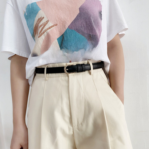 Retro small belt women's jeans belt women's summer simple versatile fine decorative trouser belt black