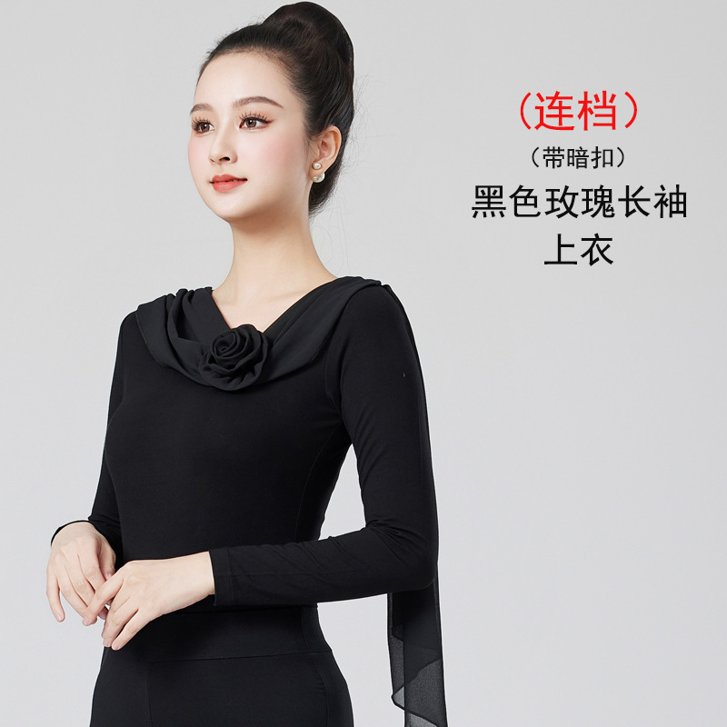 Lian gang-black rose long sleeve top / S