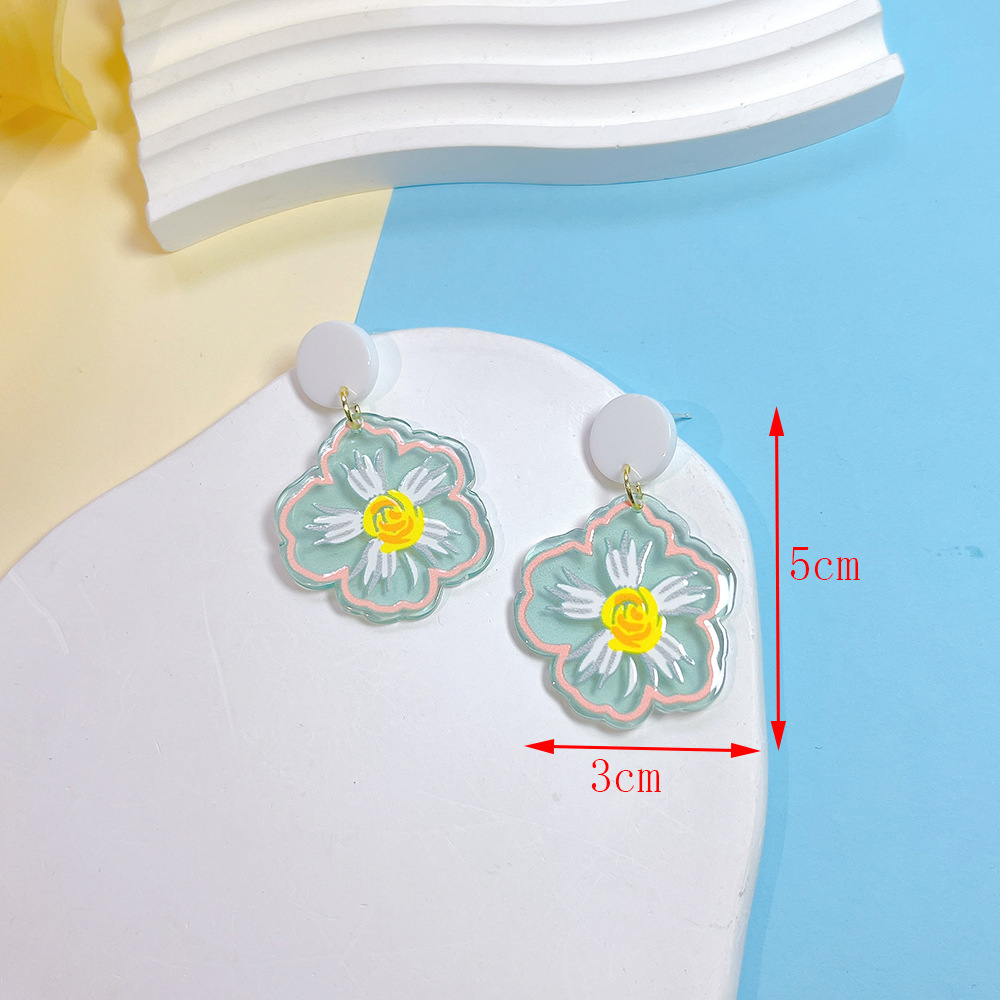 1 Pair Sweet Flower Arylic Drop Earrings display picture 2