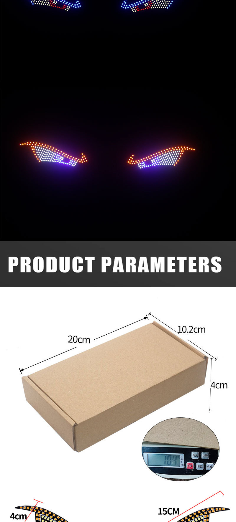 New Devil Eye Car Led Decorative Light Modified Kazilan Big Eye Light Personalized Decoration 11 Modes USB