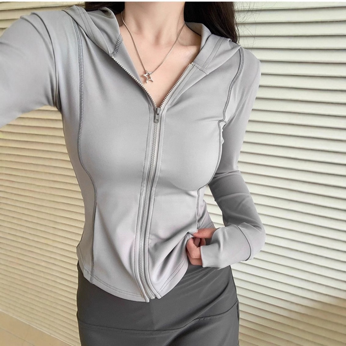 Chaqueta Cárdigan de Protección Solar para Mujer de Poliéster Protección UV Delgado Manga Larga con Cremallera para Verano