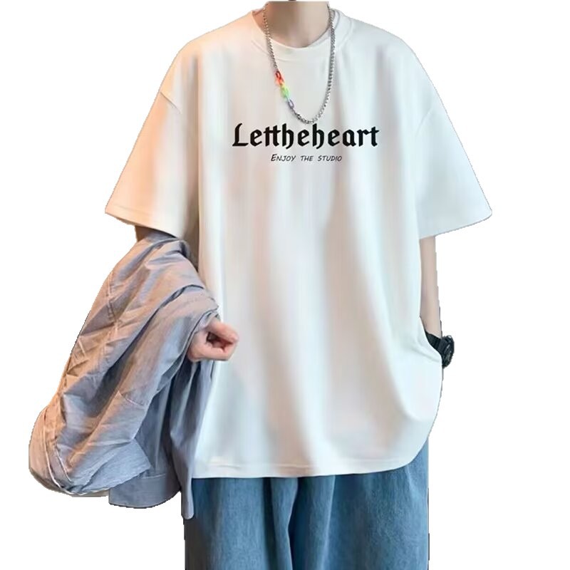 Short-sleeved Men's T-shirt Men's Summer 2025 New Fashion Brand Hong Kong Style All-match Loose Casual Half-sleeved T-shirt Men's Fashion