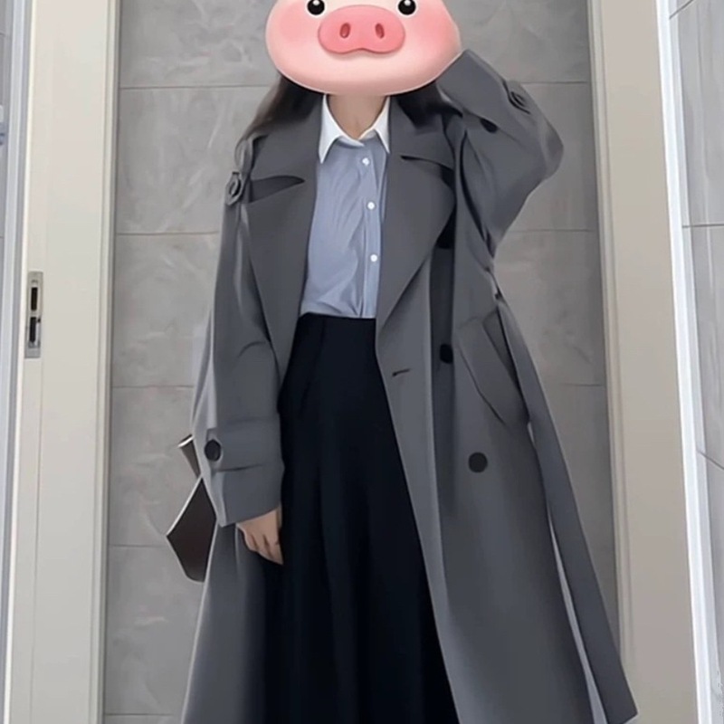 韩系风衣外套女中长款2025春秋新款小个子休闲英伦感大衣薄款|undefined