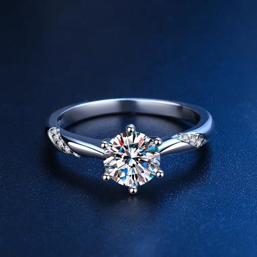 Spiritual Six Claws Pt950 Moissanite Ring for Women 925 Silver 3 Carat Wedding Band Cross-border Gift Wholesale