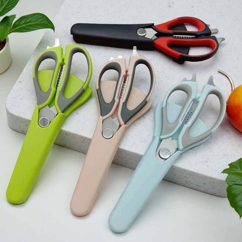 Food-Grade Multi-Functional Kitchen Scissors, Stainless Steel Household Scissors for Cutting Chicken Bones, Magnetic Refrigerator Scissors for Cutting Chicken Bones