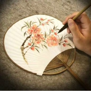 Japanese-style round fan and style thickened double-sided pure white half-cooked rice paper hand-painted diy blank fan round fan palace fan