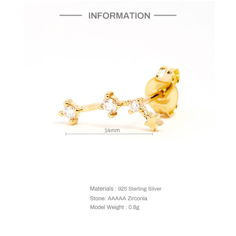 5g Weight Artificial Rhinestones Inlay Material Ear Studs Classification 1 Piece Quantity Street Occasion 925 Sterling Silver Material Geometric Pattern Women'S Gender Plating Design Sweet Style 1 Piece 925 Sterling Silver Artificial Rhinestones Geometric Ear Studs 无