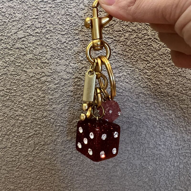 C Brand Sweet Rhinestone Dice Bag Charm with a High-End Feel, Fashionable Keychain, Niche Creative Accessory
