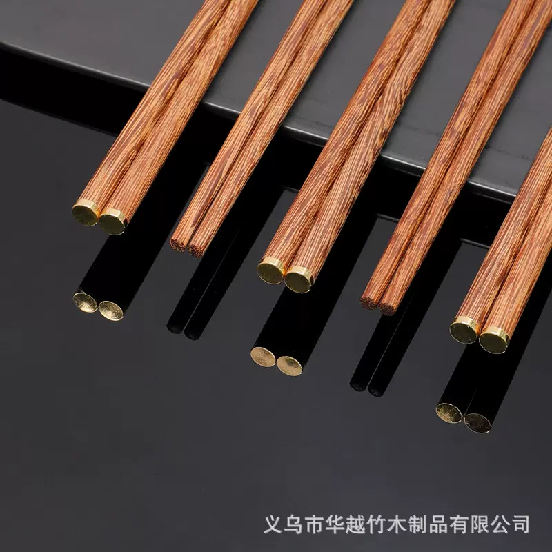 厂家批发红檀木创意金点木筷家用无漆实木商务礼品筷子红木筷子