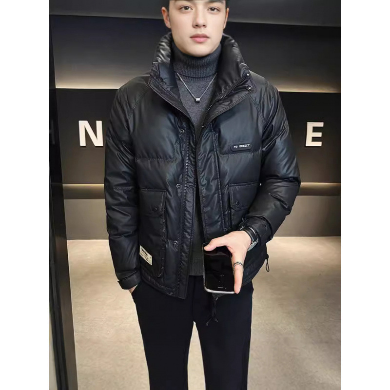 Invierno hombre collar 50 chaqueta de plumón blanco moda moda suelta casual versátil chaqueta de plumón