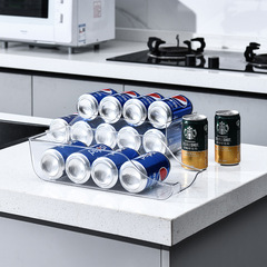 透明PET塑料冰箱飲料大容量收納盒自動補位透明易拉罐收納盒