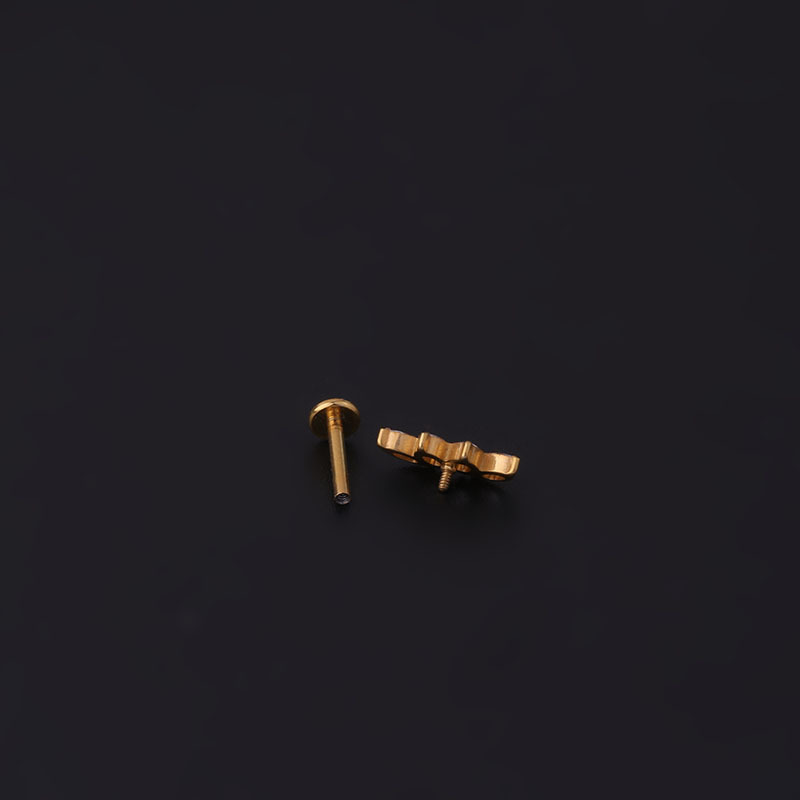 Titanium inlaid zircon water drop shape flat bottom rod ear bone nail