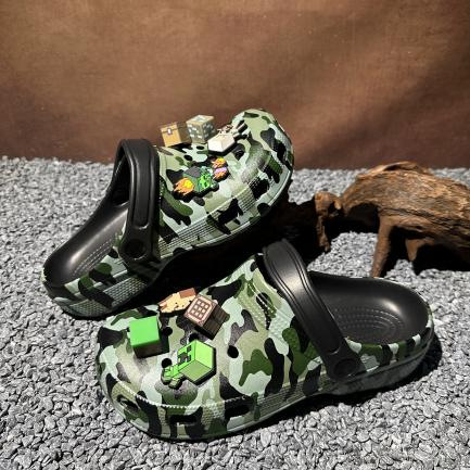 Nuevos zapatos de impresión de camuflaje transfronterizos, zapatos de agujero, zapatos de sandallas de pareja, zapatillas de moda para hombres y mujeres
