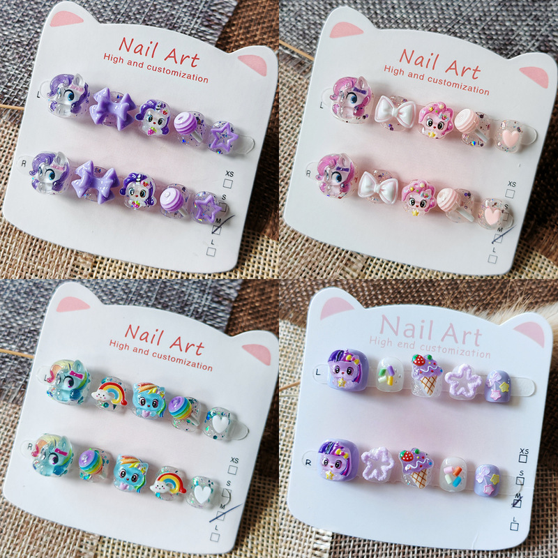Children's Wearable Nails My Little Pony Cartoon Girls Baby Nail Stickers Children's Nail Art Stickers 3-6-12 Years Old