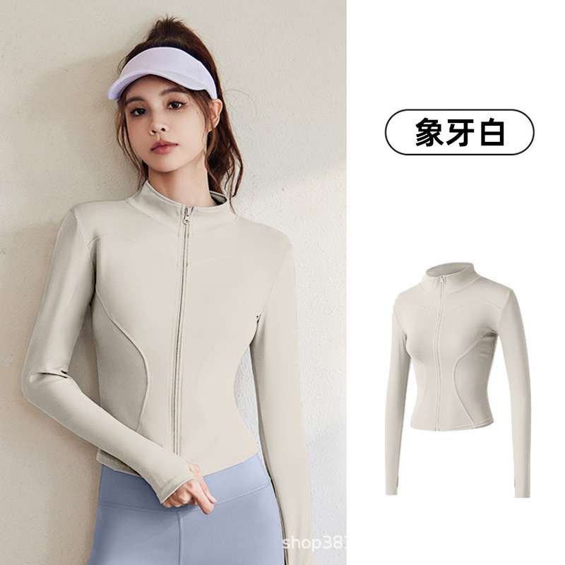 Cross-border TK explosión chaqueta deportiva manga larga correr delgada alta elástica fitness yoga chaqueta chaqueta de protección solar de mujer image 8