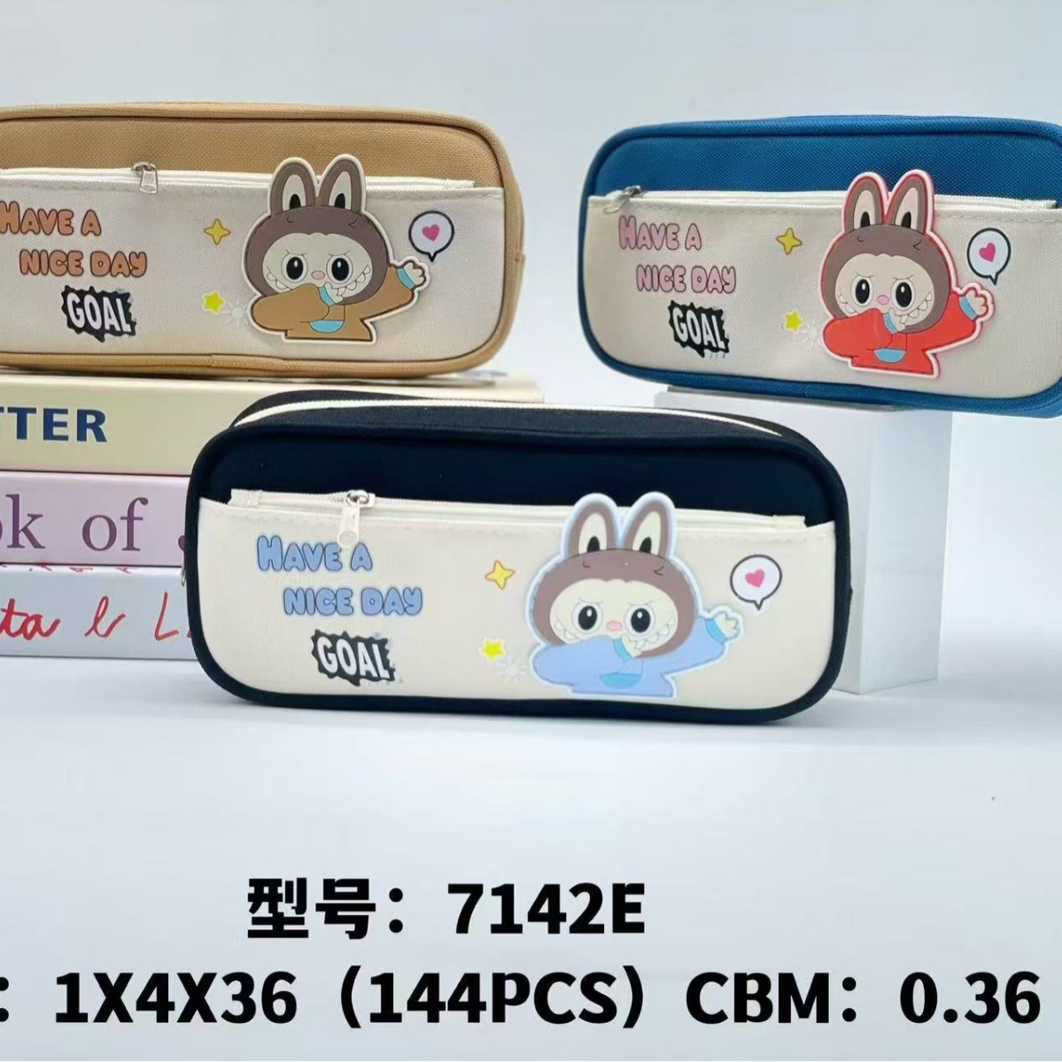 Estuche para lápices BST de doble capa y múltiples compartimentos - Tela Oxford - Diseño cartoon unisex - Gran capacidad