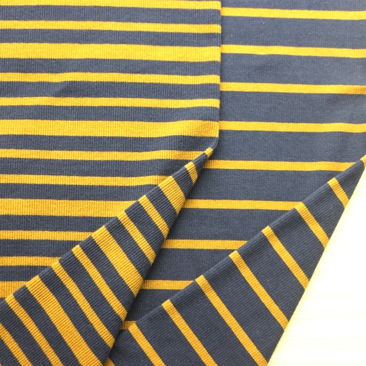 色织大循环彩条螺纹罗纹布棉氨纶弹力调线彩条2x2罗纹布服装面料