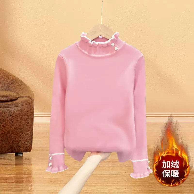 Одноместный детский двухсторонний кашемир с половинным воротником и нижняя рубашка с толстым топом для девочек осенью и зимой