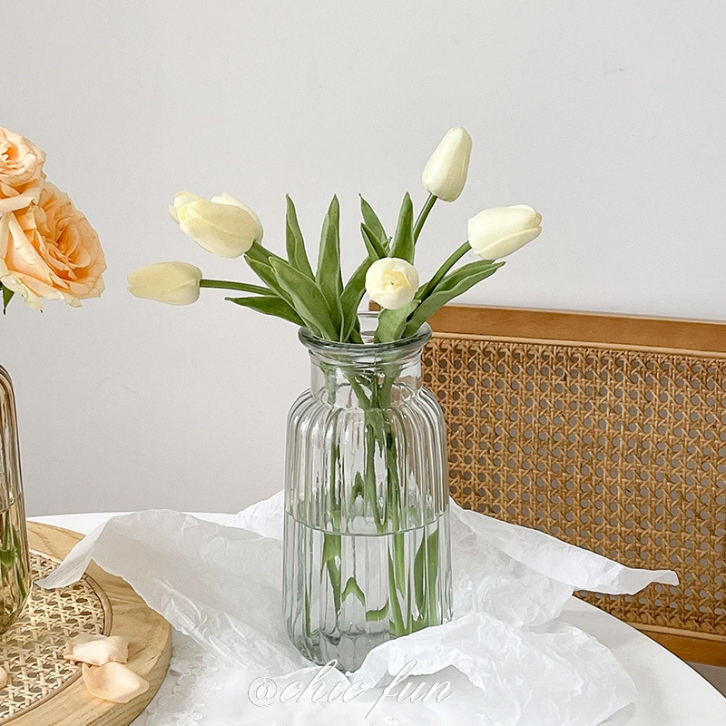 Простая Современная прозрачная стеклянная ваза с вертикальной полосой украшения для гостиной широкая ваза украшение гидропонная ваза настольная бутылка