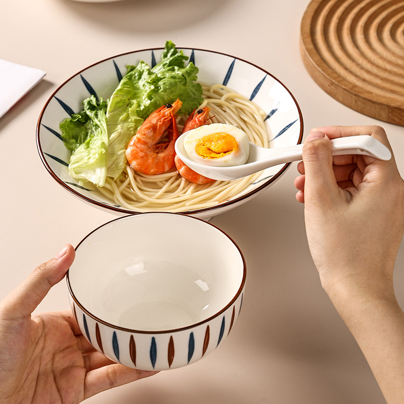 Large White Ceramic Soup Spoon With Long Handle For Home Kitchen_voghion.com