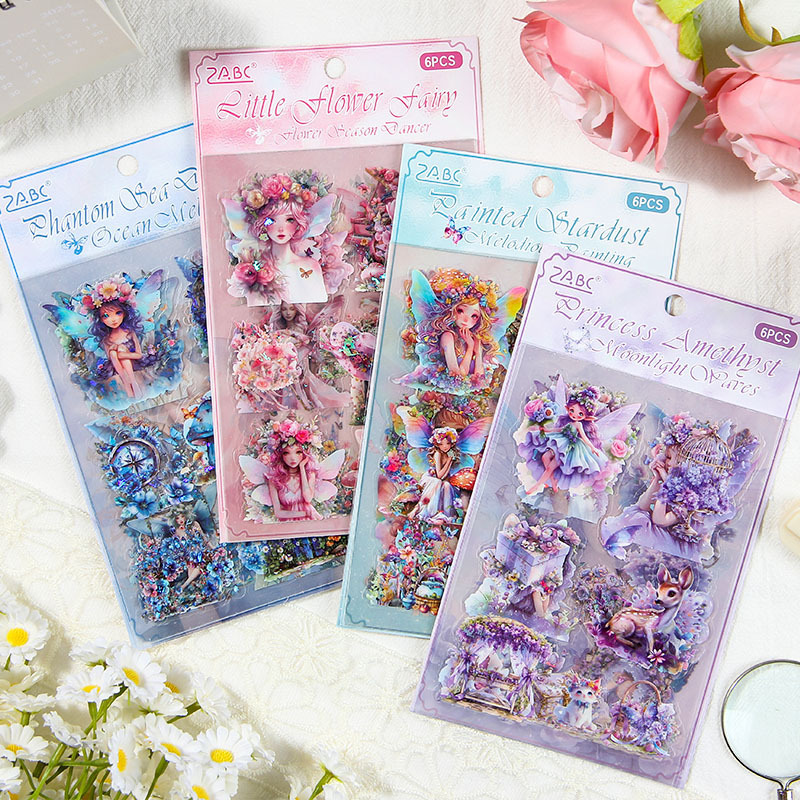 Sweet Dream Elf transparente pegatinas impermeables para mascotas diy diario pegatinas láser aceite especial pegatinas elf del corazón de la niña