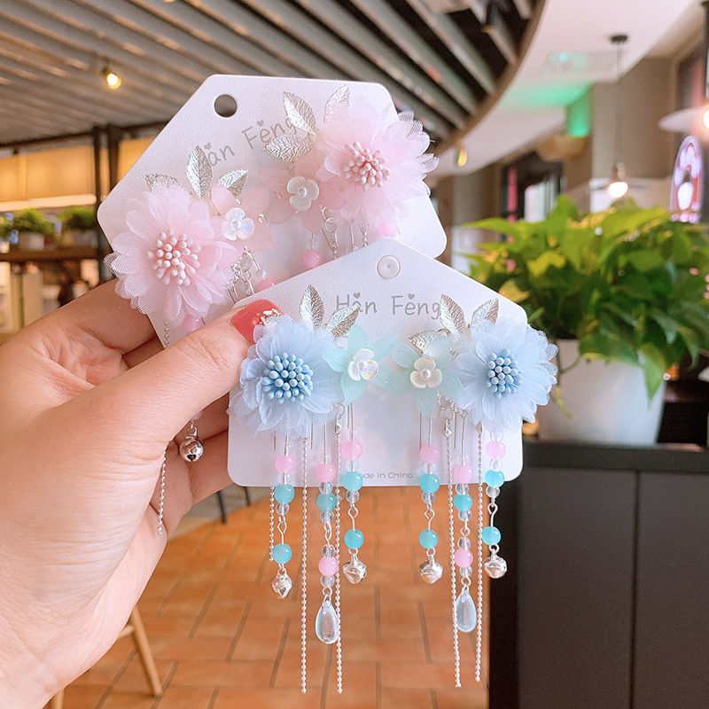 kids Girls Chinese Hanfu Princess fairy Headdress chinese folk dance hair accessories  jewelry children hair accessories China Sue ribbon hairpin deserve to act the role of tire