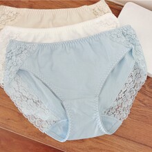 日单外贸女士中腰纯色棉质内裤三角包臀无痕蕾丝直播供货一件代发