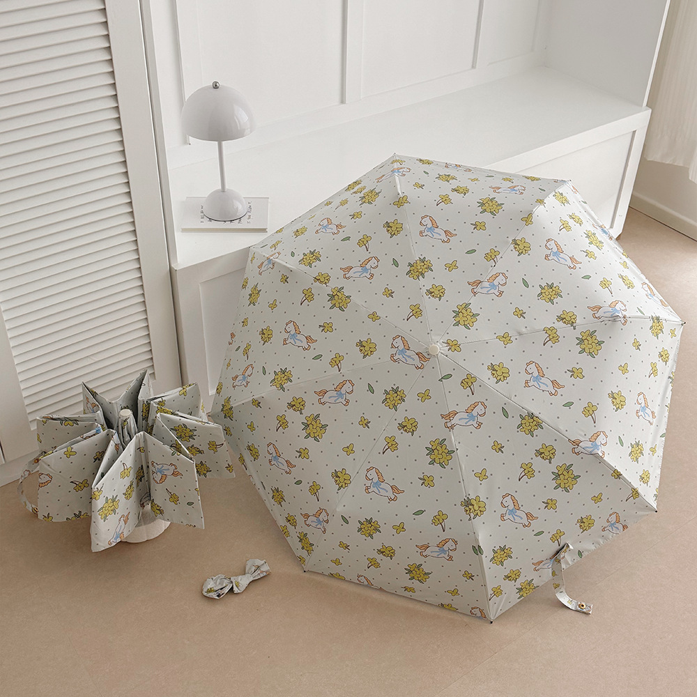 Automatischer Blumen Regenschirm Für Damen Als Sonnenschutz_voghion.com