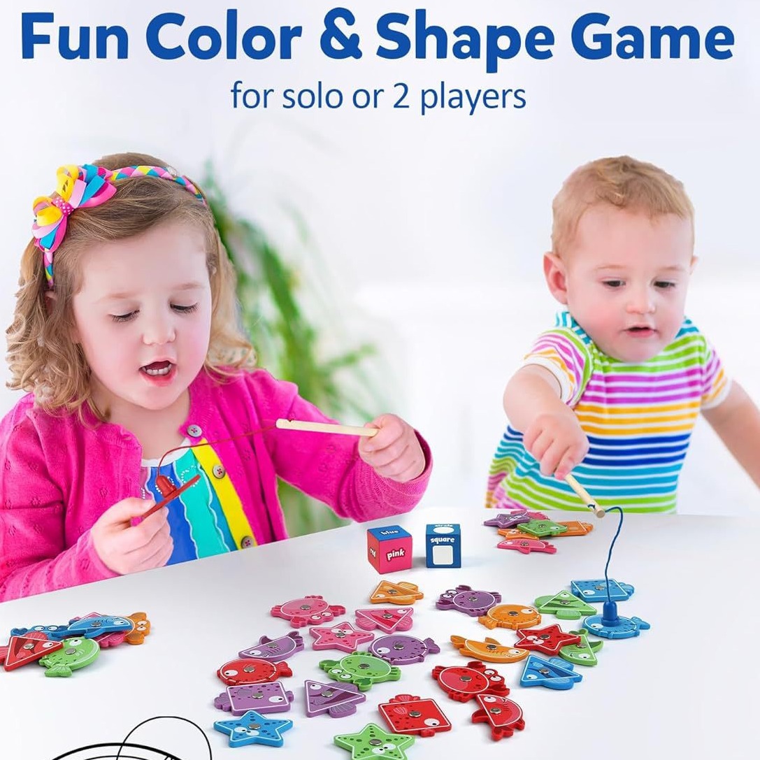 Juguetes Montessori para niños pequeños, habilidades motoras finas Juegos de pesca para niños, Clasificación de colores y formas