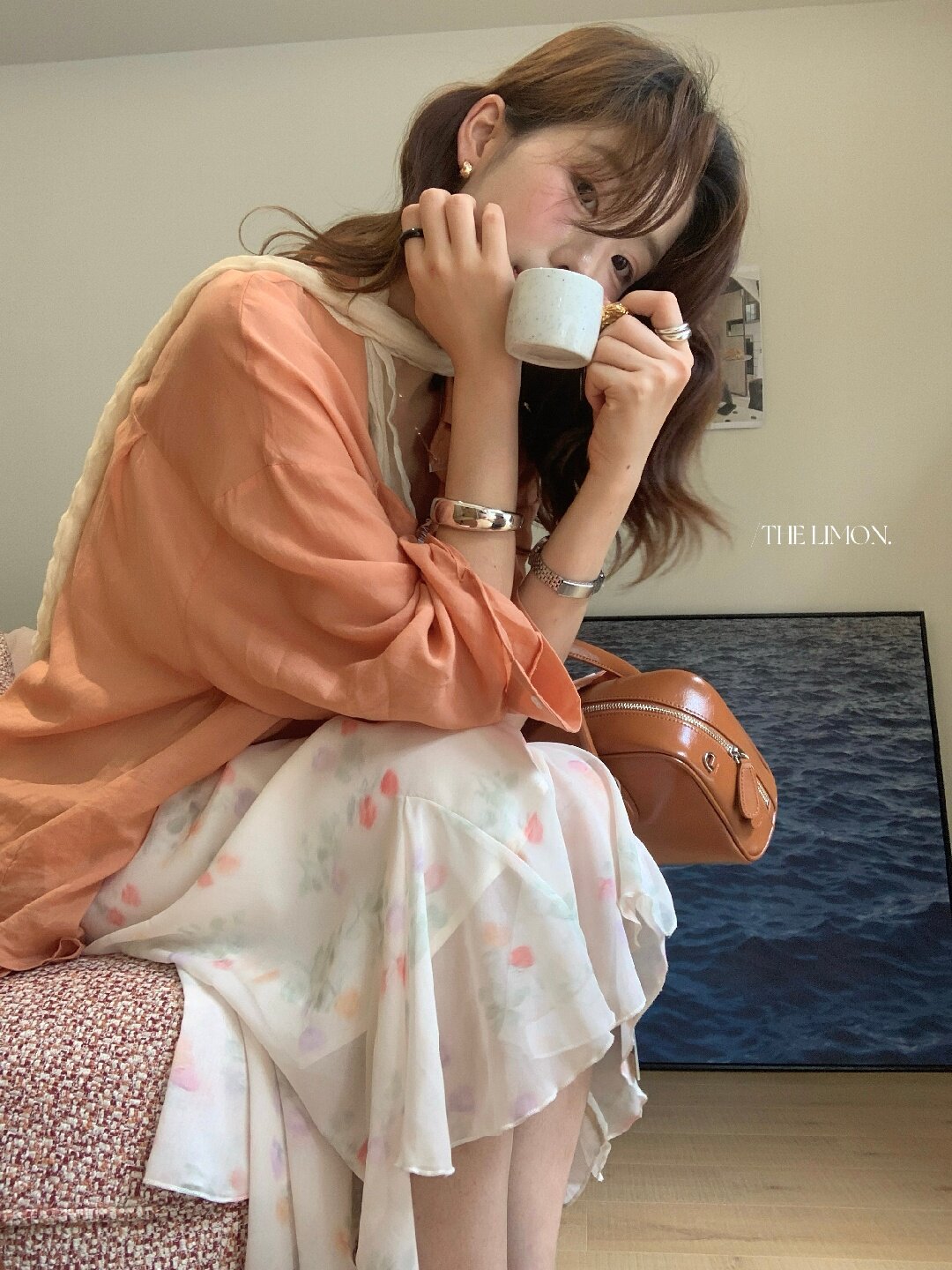 Áo sơ mi nữ tay dài chất liệu tencel phong cách lười biếng ấm áp — Vàng nhạt, xanh lam, Xanh lá cây nhạtcolor, màu hồng chi tiết 32