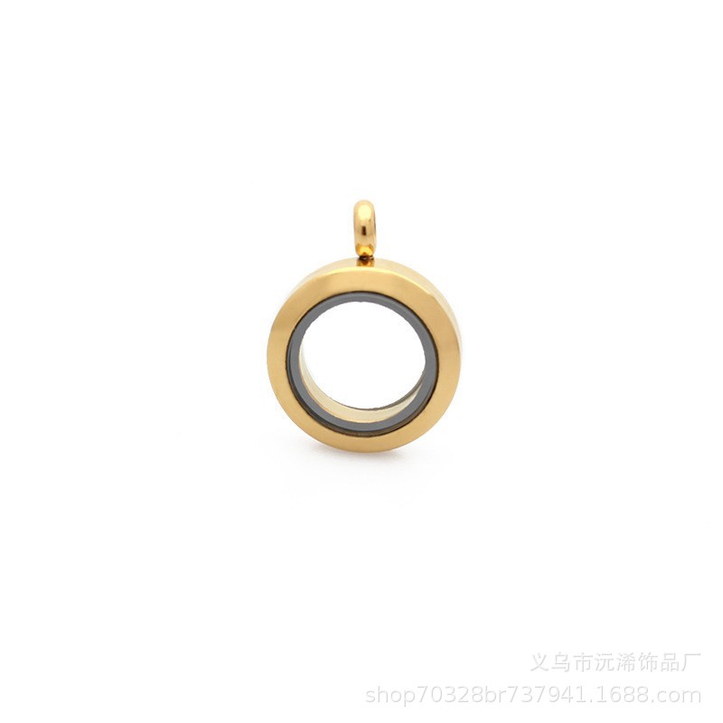 Gawu caja de acero inoxidable redonda de cristal caja de la foto cinabrio COLLAR COLGANTE hombres y mujeres Universal de múltiples tamaños disponibles