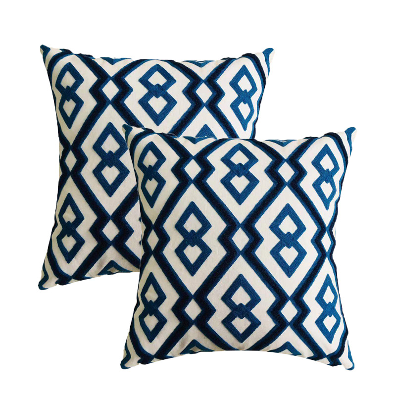 lattice Leaf Embroidery Pillows Foreign trade Cross border Home Furnishing white canvas Embroidery Single Cushion cover Excluding