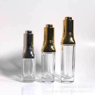 30ml Square Thick Bottom Press Essential Oil Dropper Bottle 40ml Skin Care Product Shoulder Bottle 50ml Transparent Essence Liquid