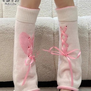 Japanese Lolita Socks Fall/Winter Ribbon Star Leg Cover Horn Lipstick Calf Cover Subculture Knitted Stacked Socks