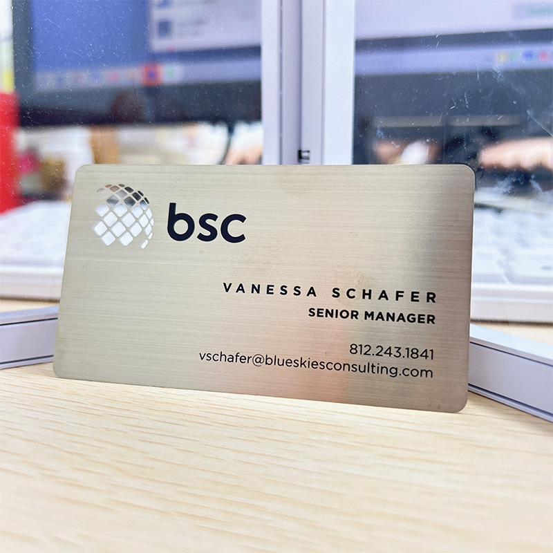 不锈钢拉丝个人名片镂空LOGO丝印不同名字自定义印刷内容印流水号