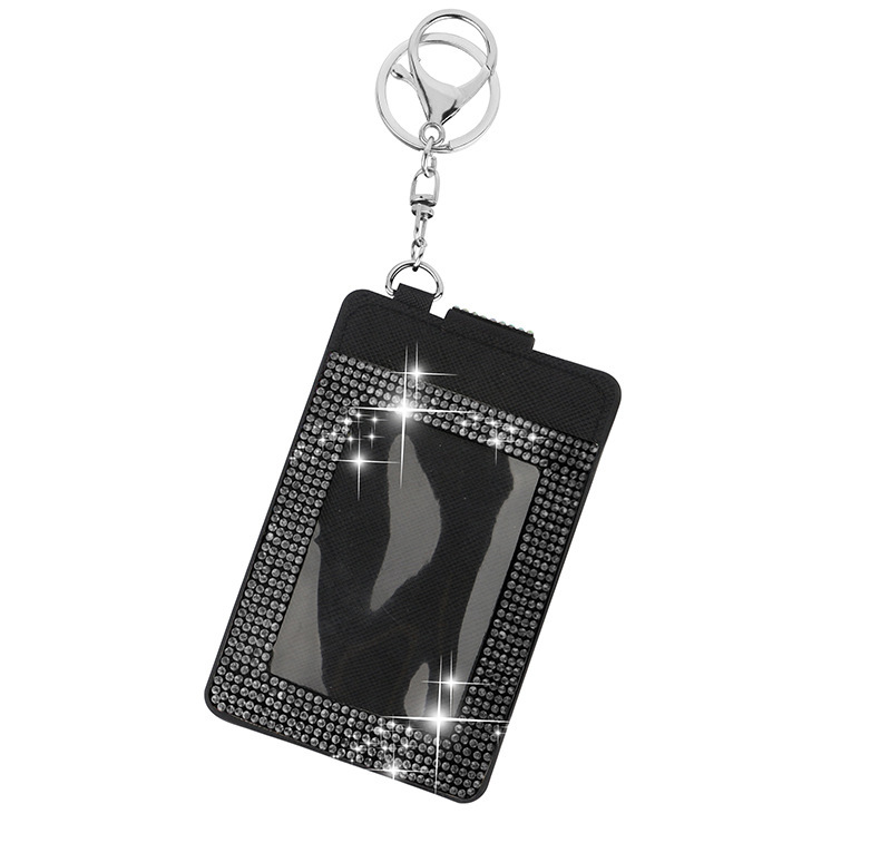 Cross-Border Hot-Selling Rhinestone Card Holder, Large Capacity, Multiple Color Options, Small Card Slots, Compact Leather Pu Card Case for Women