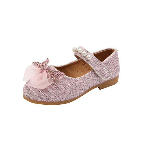  Spring and Autumn New Children's Flat Shoes Girls Princess Sandals Soft Sole Small Leather Shoes Girls Baby Dance Shoes
