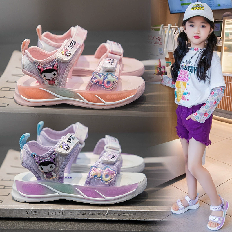 Детская пляжная обувь для девочек сандалии лето 2025 новая сетка красная обувь для девочек мультфильм мягкие подошвы случайные сандалии