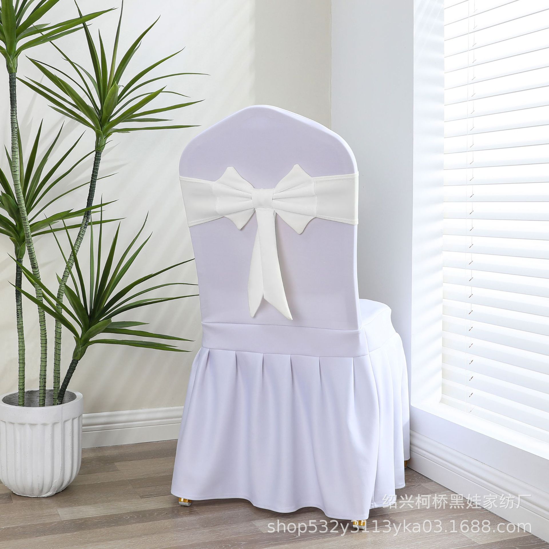 No-tie elastic chair back decoration wedding hotel chair cover bow banquet chair cover elastic chair back flower strap