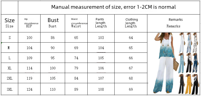 2023 Cross-border Foreign Trade Europe and America Summer Casual Women's Printed Sleeveless Top Elastic High Waist Pants Two-piece Suit_voghion.com