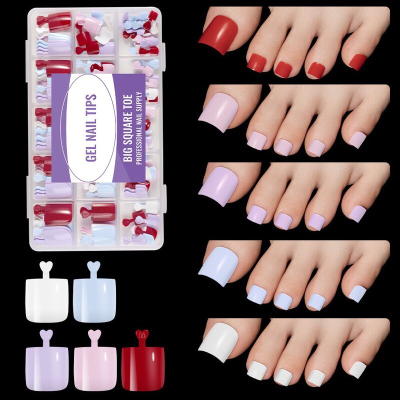 Cross-Border Hot-Selling French-Style Solid Color Large Toenail Tips, Ultra-Thin No-File Fake Toenail Extensions, Wearable Nails Cross-Border Hot-Selling French-Style Solid Color Large Toenail Tips, Ultra-Thin No-File Fake Toenail Extensions, Wearable Nails
