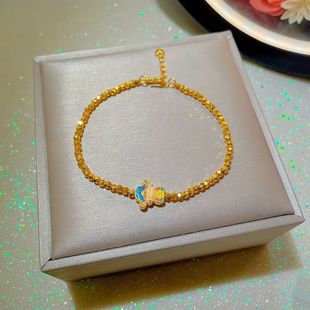 All-Match Bracelet for Women with Sand Gold Little God of Wealth, Fashionable Disco Flash Gold Bracelet, Birthday Gift for Girlfriend