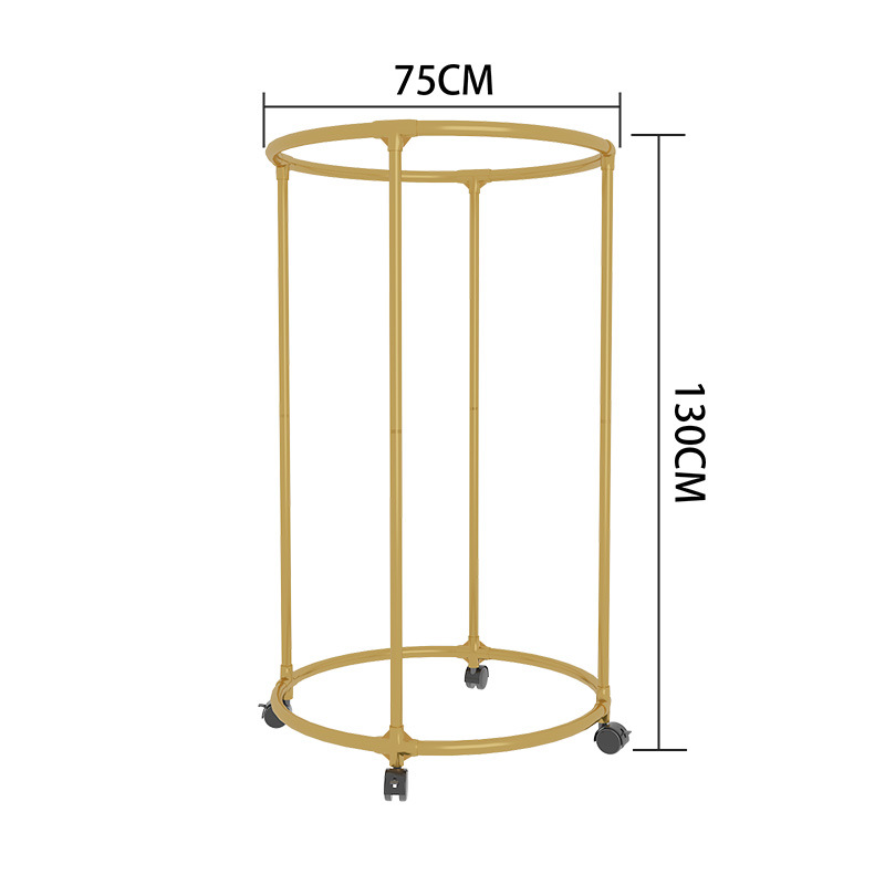 Nuevo multifuncional móvil giratorio percha de ropa tienda de ropa hierro forjado exhibición redonda rack al por mayor en stock