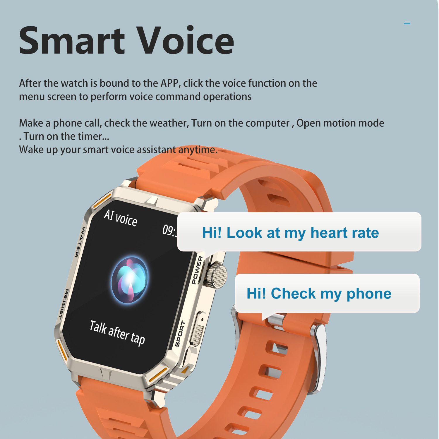 G106 Smartwatch 1,96 Zoll Outdoor Tri-Wind Motion Bluetooth_voghion.com