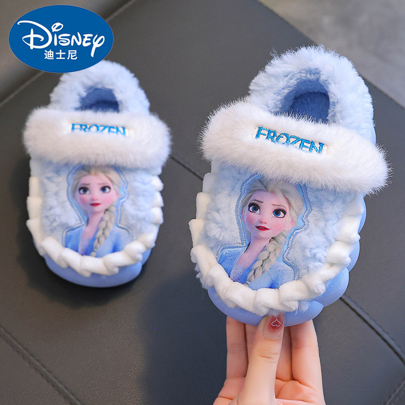 Bolsos de niños zapatos de algodón de tacones de invierno princesa Aisha niñas calentamiento y peluche zapatillas de algodón caseras para bebés